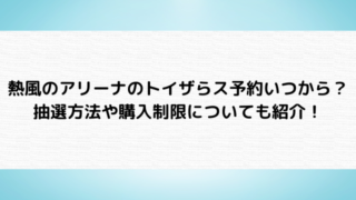 熱風のアリーナのトイザらス予約いつからいつまで？抽選方法や購入制限についても紹介！