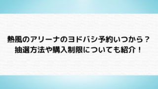 熱風のアリーナのヨドバシ予約いつからいつまで？抽選方法や購入制限についても紹介！